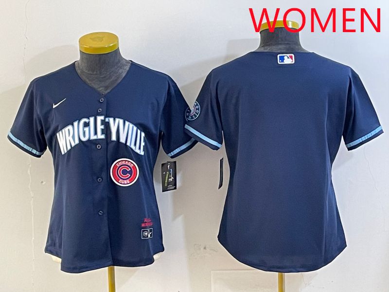 Women Chicago Cubs Blank Blue City Edition Game 2025 Nike MLB Jersey style 1